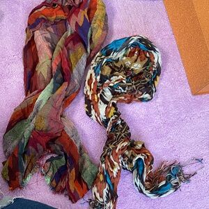 2 Colorful Patterned Women's Scarves